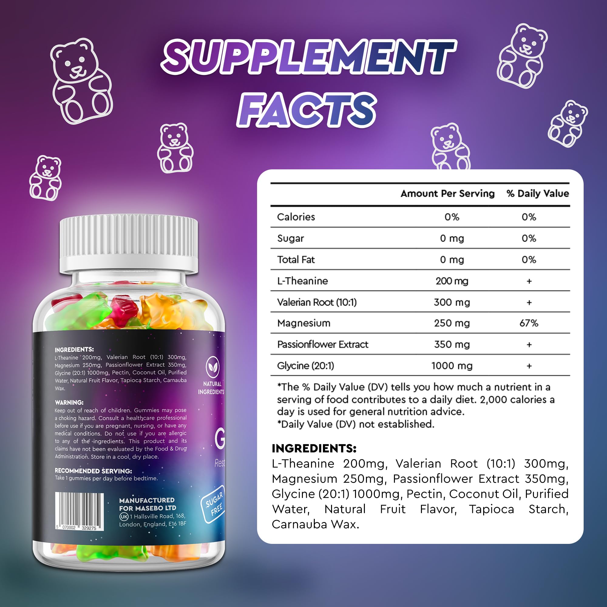 ZAPVITA 70 Sugar-Free Gummies for Nighttime Sleep and Relaxation